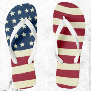 Vintage patriotische amerikanische Flagge, 4. Juli Flip Flops