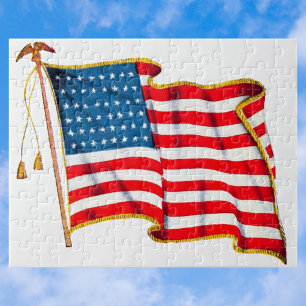 Vintage patriotische amerikanische Flagge, 4. Juli Puzzle
