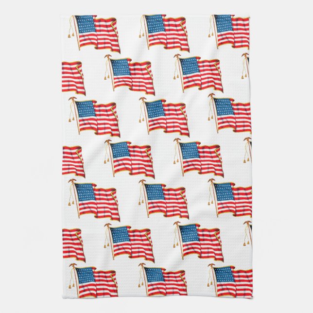 Vintage Patriotische Amerikanische Flagge, Amerika Geschirrtuch (Vertikal)