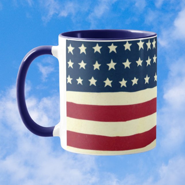 Vintage Patriotische Amerikanische Flagge, Amerika Kaffeetasse (Von Creator hochgeladen)