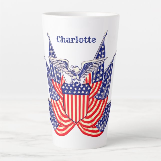 Vintage Patriotische Amerikanische Flagge, Amerika Milchtasse (Vorderseite)