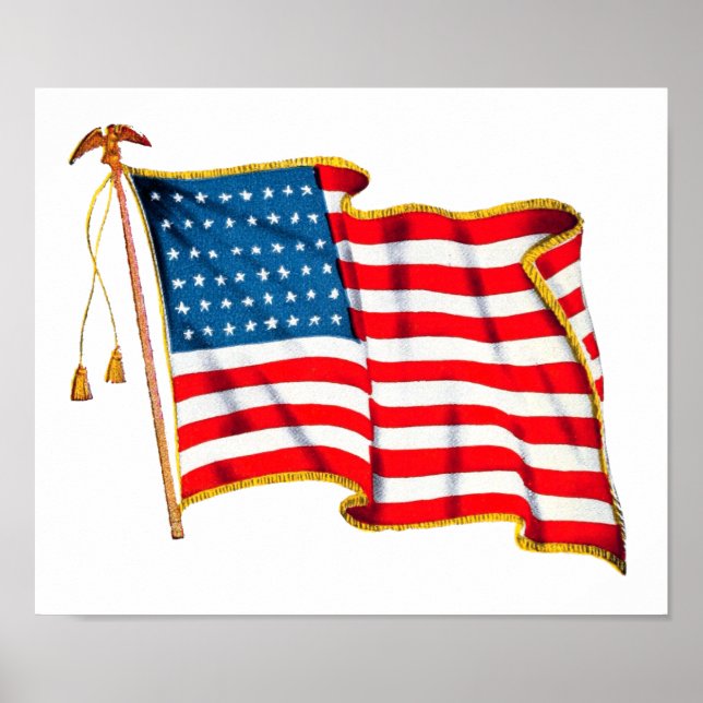 Vintage Patriotische Amerikanische Flagge, Amerika Poster (Vorne)