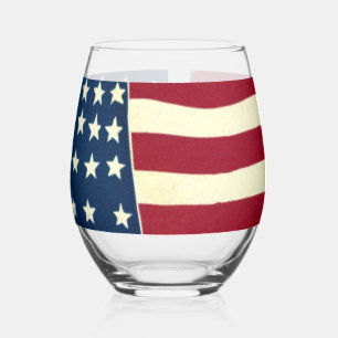Vintage Patriotische Amerikanische Flagge, Amerika Weinglas Ohne Stiel