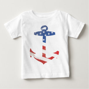Vintage patriotische amerikanische Flagge Anker na Baby T-shirt