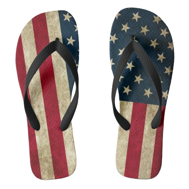 Vintage Patriotische Amerikanische Flagge Flip Flops (Fußbett)
