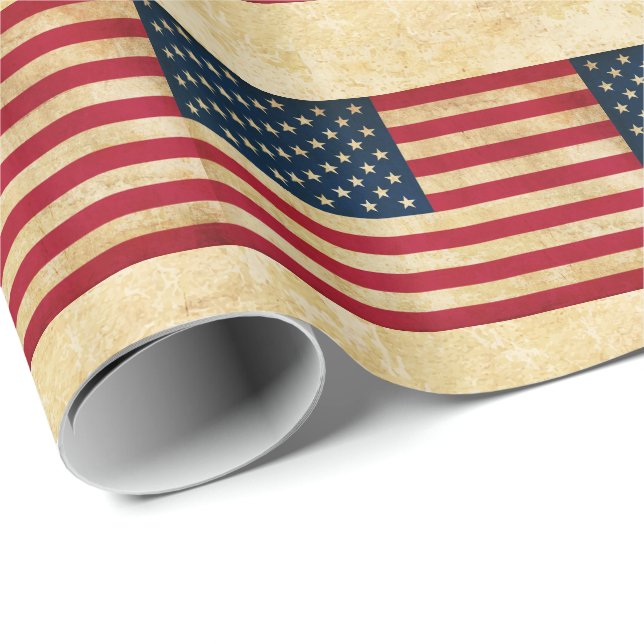 Vintage patriotische amerikanische Flagge Geschenkpapier (Rolleneckpunkt)