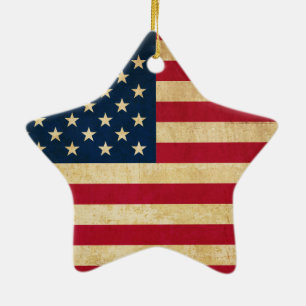 Vintage patriotische amerikanische Flagge Keramikornament