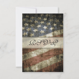 Vintage Patriotische Amerikanische Flaggenhochzeit RSVP Karte