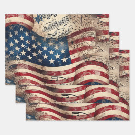 Vintage patriotische amerikanische Flaggenstaaten- Geschenkpapier Set
