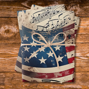 Vintage patriotische amerikanische Flaggenstaaten- Geschenkpapier Set