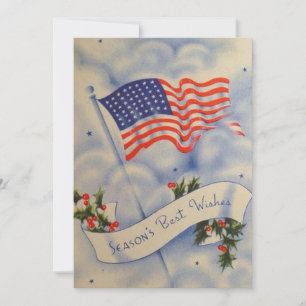 Vintage patriotische amerikanische Weihnachtsfeier Feiertagskarte