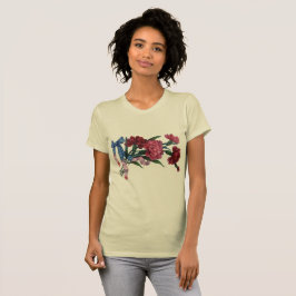 Vintage patriotische Band und Blume Frauen schlank T-Shirt