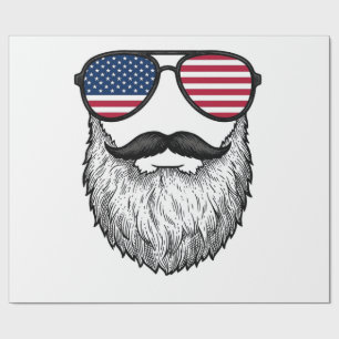 Vintage patriotische Bart-Sonnenbrille Grafik-Shir Geschenkpapier