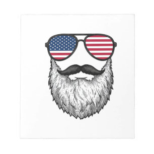 Vintage patriotische Bart-Sonnenbrille Grafik-Shir Notizblock