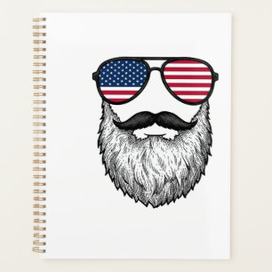 Vintage patriotische Bart-Sonnenbrille Grafik-Shir Planer