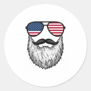Vintage patriotische Bart-Sonnenbrille Grafik-Shir Runder Aufkleber