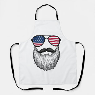 Vintage patriotische Bart-Sonnenbrille Grafik-Shir Schürze