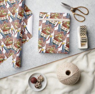 Vintage Patriotische Blume Pot Weathered USA Flag Geschenkpapier