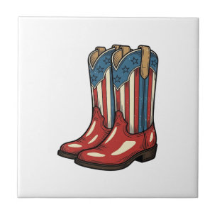 Vintage patriotische Cowgirl-Stiefel Western-Shirt Fliese