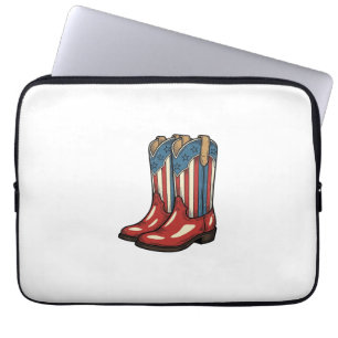 Vintage patriotische Cowgirl-Stiefel Western-Shirt Laptopschutzhülle