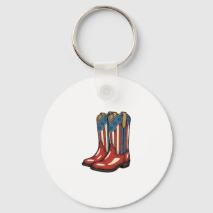 Vintage patriotische Cowgirl-Stiefel Western-Shirt Schlüsselanhänger