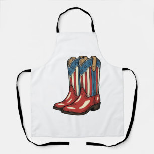 Vintage patriotische Cowgirl-Stiefel Western-Shirt Schürze