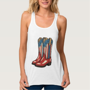 Vintage patriotische Cowgirl-Stiefel Western-Shirt Tank Top
