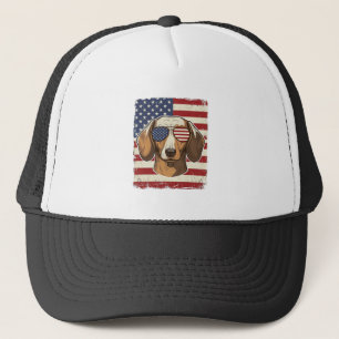 Vintage-patriotische Dackel-Flaggen-Sonnenbrille V Truckerkappe