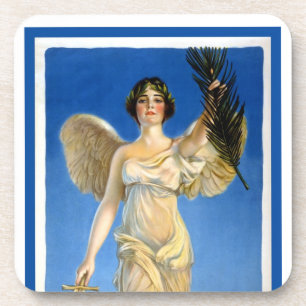 Vintage patriotische Engel-Frau, Kriegsanleihen ka Getränkeuntersetzer