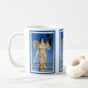 Vintage patriotische Engel-Frau, Kriegsanleihen ka Kaffeetasse