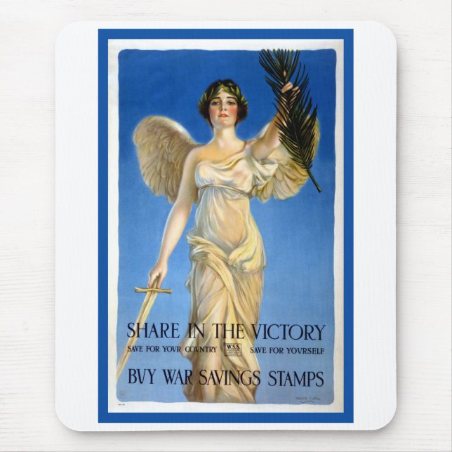 Vintage Patriotische Frau Engel, Kaufen Kriegsanle Mousepad (Vorne)