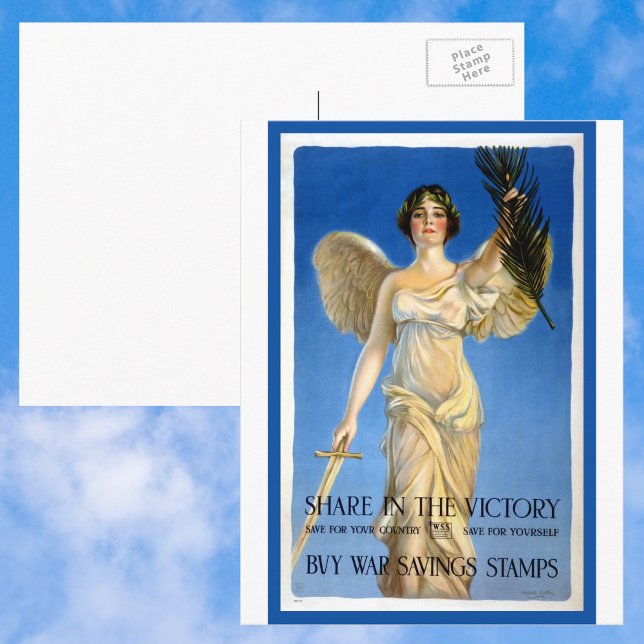 Vintage Patriotische Frau Engel, Kaufen Kriegsanle Postkarte (Von Creator hochgeladen)