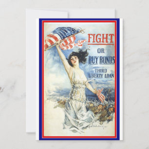 Vintage Patriotische Frau W. American Flag Poster 