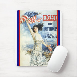 Vintage Patriotische Frau W. American Flag Poster Mousepad