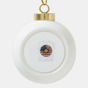 Vintage patriotische Gänseblümchen-Blumenvektorges Keramik Kugel-Ornament