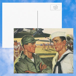 Vintage patriotische Helden, Militärangehörige in Postkarte