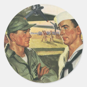 Vintage patriotische Helden, Militärangehörige in  Runder Aufkleber