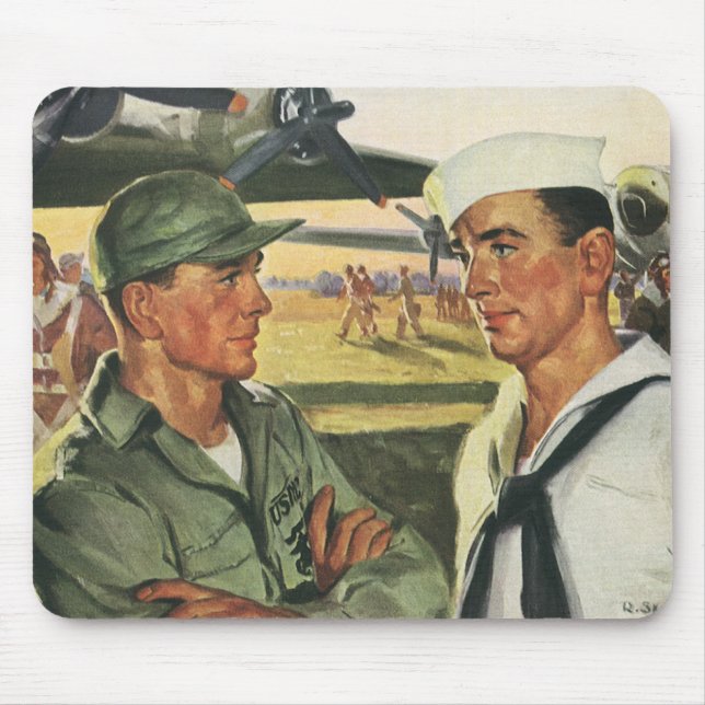 Vintage Patriotische Helden, Militäreinrichtungen  Mousepad (Vorne)