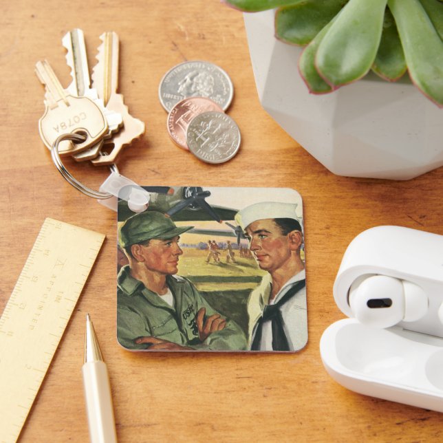 Vintage Patriotische Helden, Militäreinrichtungen  Schlüsselanhänger (Schreibtisch)