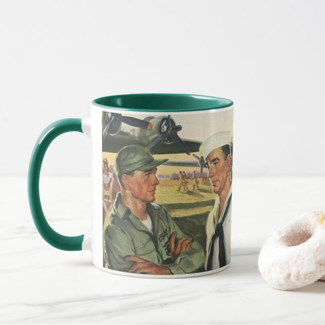 Vintage Patriotische Helden, Militäreinrichtungen  Tasse (Mit Donut)