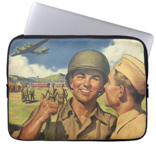 Vintage patriotische Helden, Militärflugzeug Männe Laptopschutzhülle