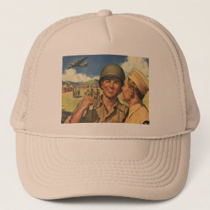 Vintage patriotische Helden, Militärflugzeug Männe Truckerkappe