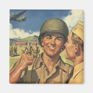 Vintage Patriotische Helden, Militärflugzeuge Männ Magnet