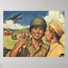 Vintage Patriotische Helden, Militärflugzeuge Männ Poster