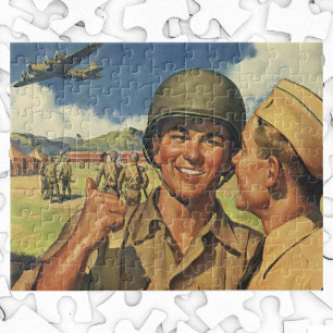 Vintage Patriotische Helden, Militärflugzeuge Männ Puzzle