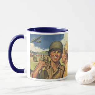 Vintage Patriotische Helden, Militärflugzeuge Männ Tasse