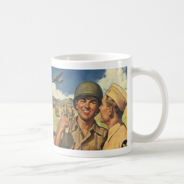 Vintage Patriotische Helden, Militärflugzeuge Männ Tasse (Rechts)