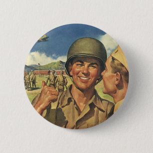 Vintage patriotische Helden, Militärflugzeugmänner Button