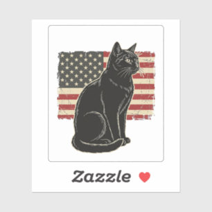 Vintage patriotische Katze Flagge Grafik T-Shirt D Aufkleber
