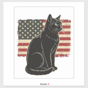 Vintage patriotische Katze Flagge Grafik T-Shirt D Aufkleber
